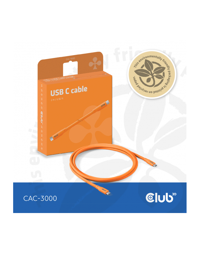 Club 3D Kabel Usb Club3D Lifestyle C Pd 240W 20Gbps 2M Orangest St Retail (CAC3000) główny