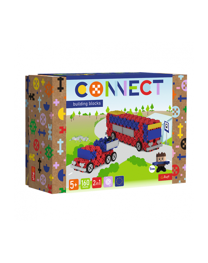 trefl Klocki Connect 2w1 Autobus / Auto z naczepą 61973 główny