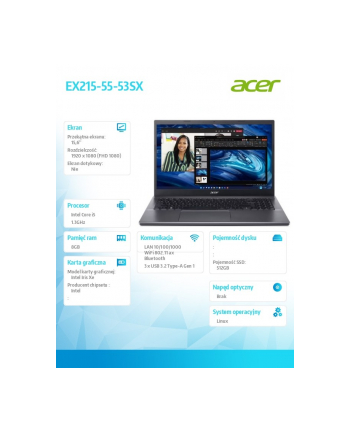 acer Laptop Extensa 15 EX215-55-53SX i5-1235U 15.6 FHD 8GB 512GB Linux