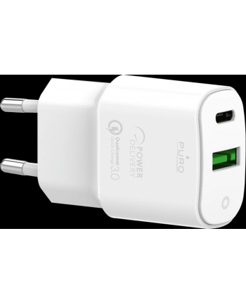 PURO 1xUSB-A 1x USB-C 20W Biały (8033830299544)