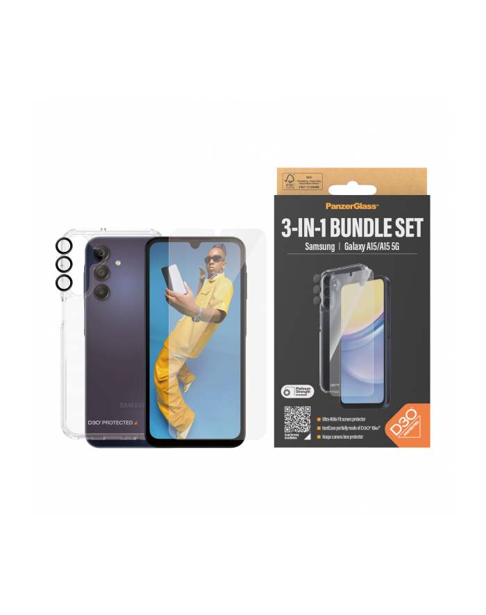 Panzerglass 3-In-1 Protection Pack Samsung Galaxy A15 | 5G Ultra-Wide Fit W. Easyaligner główny