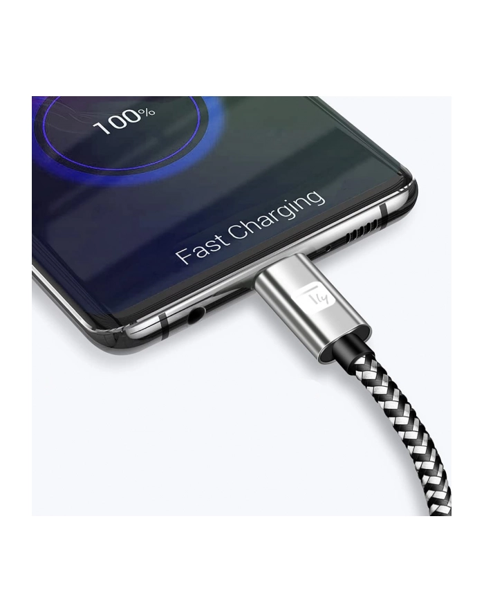 TECHLY Kabel USB 2.0 Typ-C USB-C 1m 3A Szybkie Ładowanie w Oplocie główny