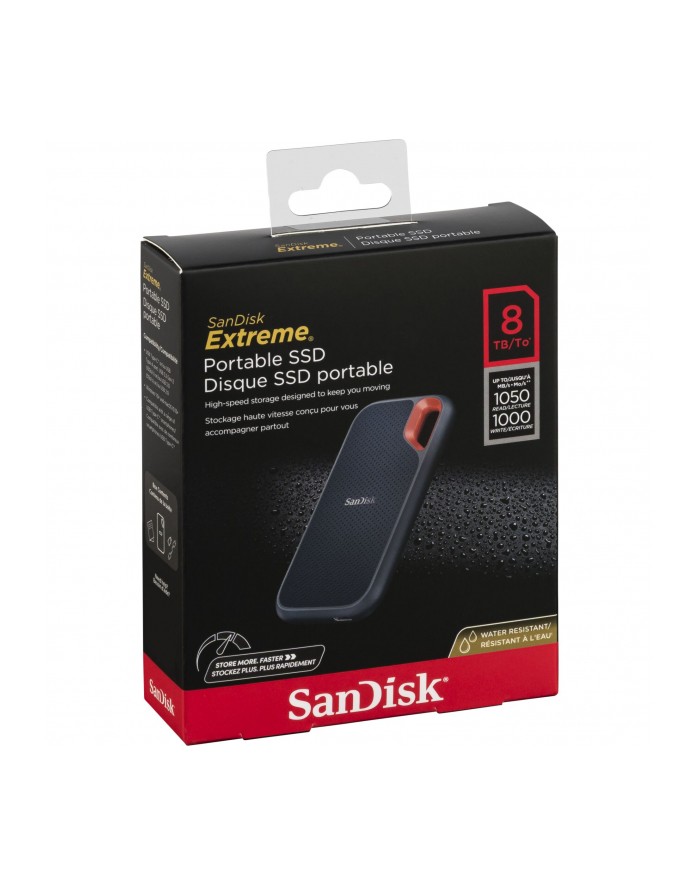 SANDISK Extreme 8TB Portable SSD up to 1050MB/s Read and 1000MB/s Write Speeds USB 3.2 Gen 2 2-meter drop pczerwonyection and IP55 główny