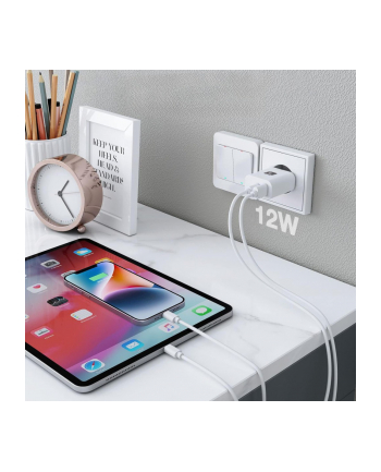 TECHLY Podwójna Ładowarka USB 2x USB 12W max. 2.4A 5V Mocna do Telefonu