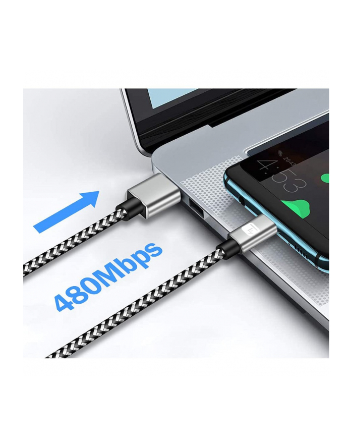 TECHLY Kabel USB 2.0 Typ-C na Typ-A 2m 3A Szybkie Ładowanie w Oplocie główny