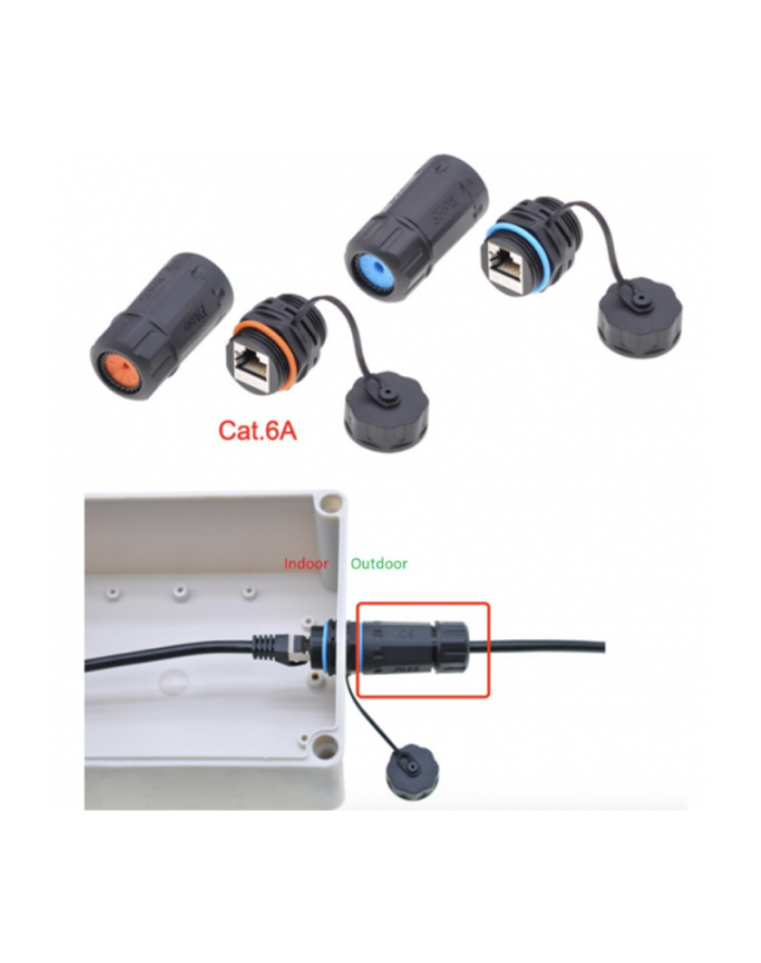 TECHLY Łącznik RJ45 jednostronnie hermetyczny IP68 Cat6A SFTP główny