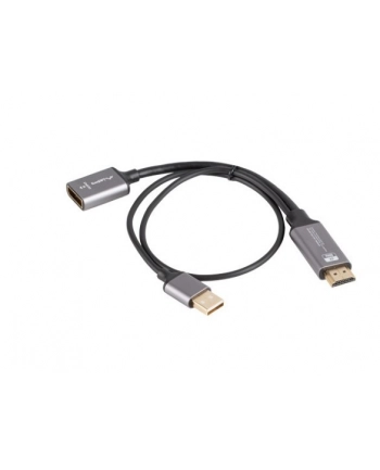 lanberg Adapter HDMI(M)-Displayport(F)4K na kablu 20cm srebrny nr 1
