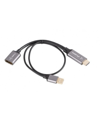 lanberg Adapter HDMI(M)-Displayport(F)4K na kablu 20cm srebrny nr 2
