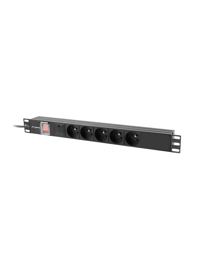lanberg Listwa zasilająca  rack PDU 19 cali 1U  16A 5x230V  2m czarna C14 główny