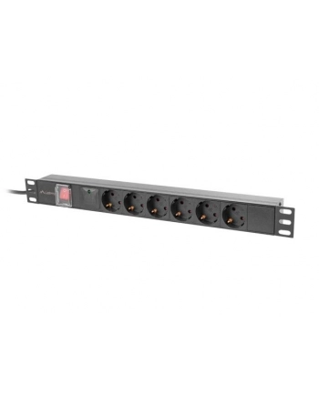 lanberg Listwa zasilająca  rack PDU 19 cali 1U 16A 6x230V schuko 2m czarna