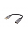 lanberg Adapter Displayport(M)- HDMI(F)8K na kablu 20cm srebrny - nr 1