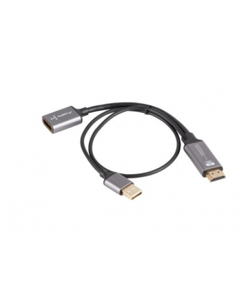 lanberg Adapter HDMI(M)-Displayport(F)4K na kablu 20cm srebrny