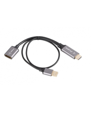 lanberg Adapter HDMI(M)-Displayport(F)4K na kablu 20cm srebrny