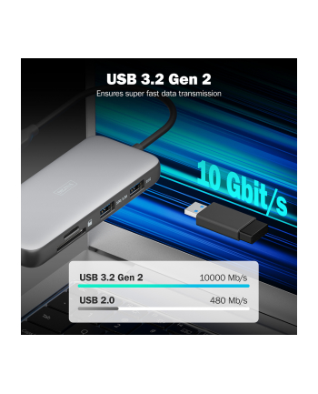 digitus Stacja dokująca USB Typ C 8-portów 2x HDMI 4K/60Hz PD 3.0