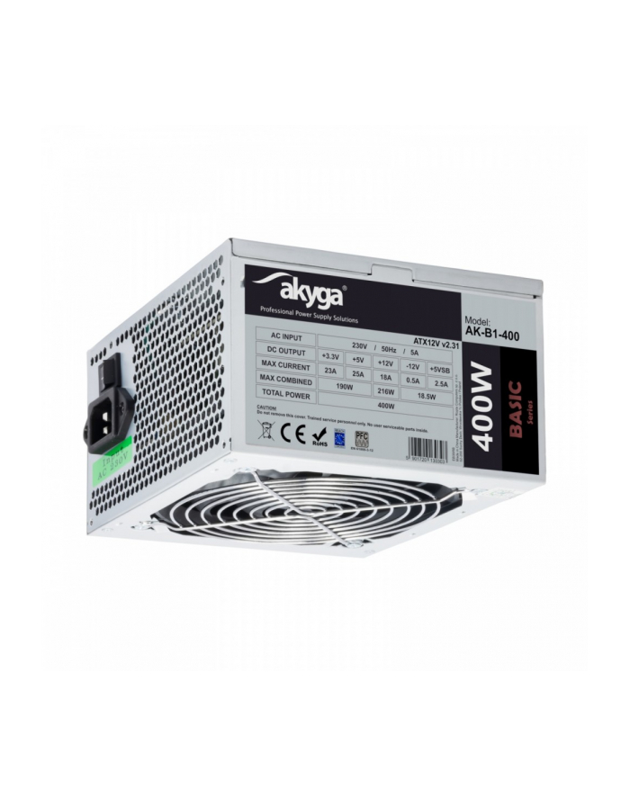 akyga Zasilacz ATX 400W AK-B1-400 P4 3x SATA 2x Molex PPFC FAN 12CM główny