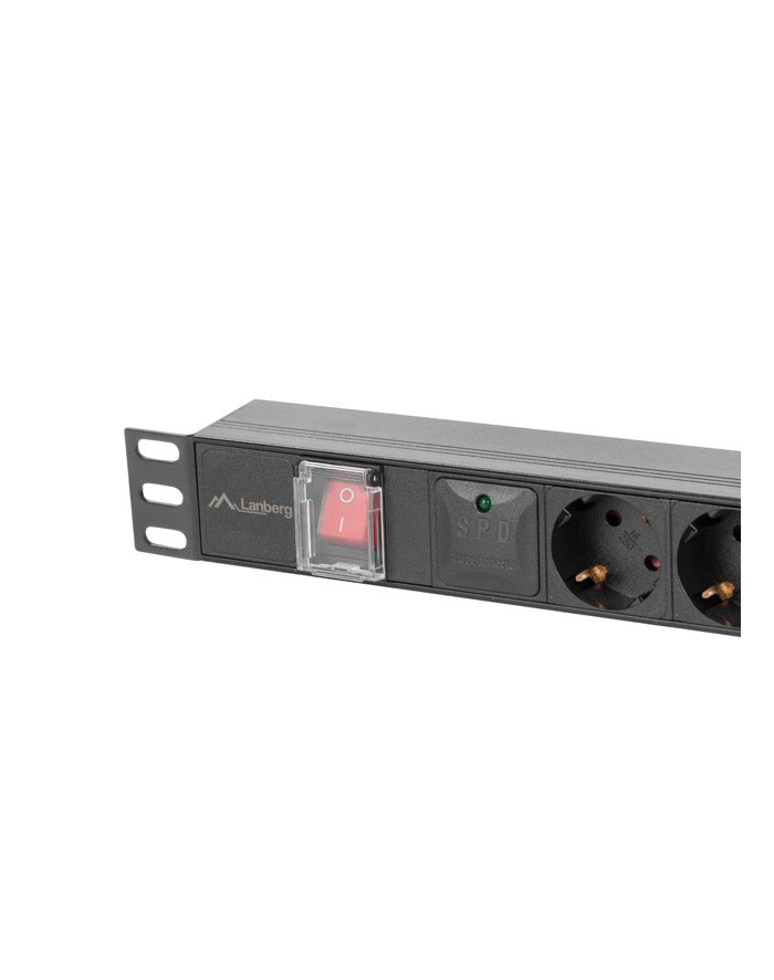 lanberg Listwa zasilająca  rack PDU 19 cali 1U 16A 6x230V schuko 2m czarna główny