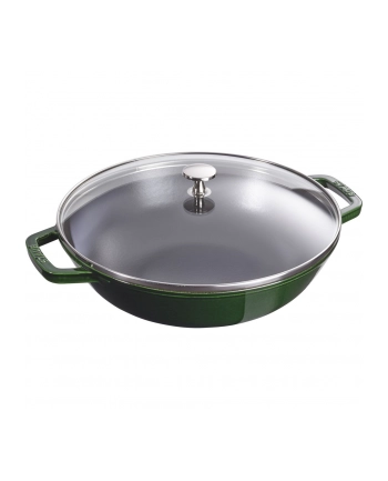 Wok żeliwny z pokrywką Staub - 30 cm, Zielony nr 1