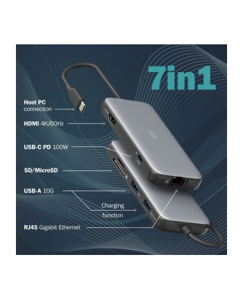 digitus Stacja dokująca USB Typ C 7-portów HDMI 4K/60Hz PD 3.0