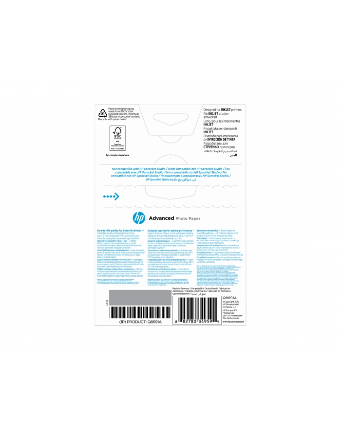 Papier HP 10x15 Glossy(25) Q8691A główny