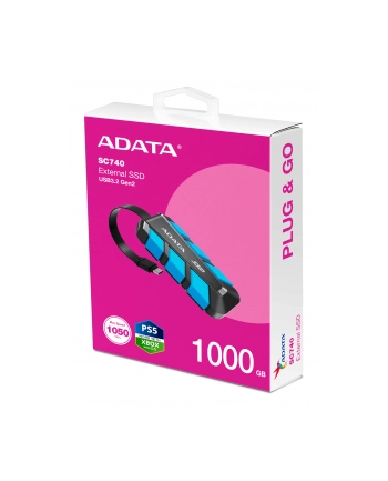 adata Dysk zewnętrzny SSD SC740 1TB U3.2C 1050/1000 MB/s niebieski nr 1