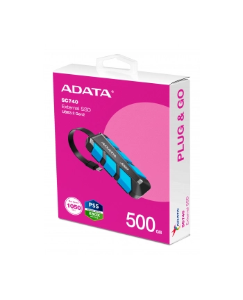 adata Dysk zewnętrzny SSD SC740 500G U3.2C 1050/1000 MB/s niebieski nr 1