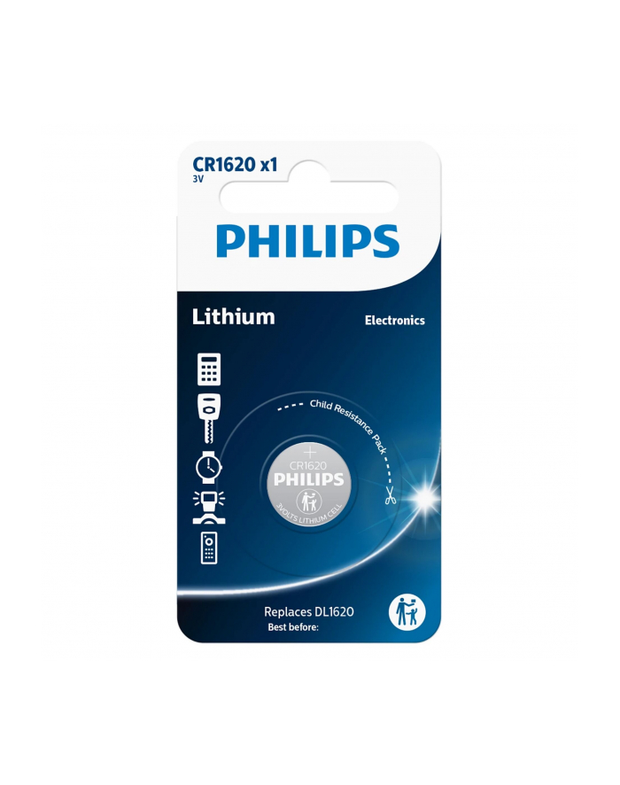 Philips Lithium 3.0V Knopfzelle CR1620 główny