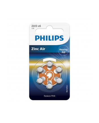 1x6 Philips Zinc-Air PR48 / 13 Hörgeräte Batterie