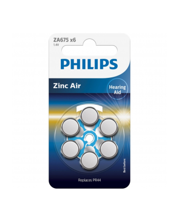 1x6 Philips Zinc-Air PR44 / 675 Hörgeräte Batterie