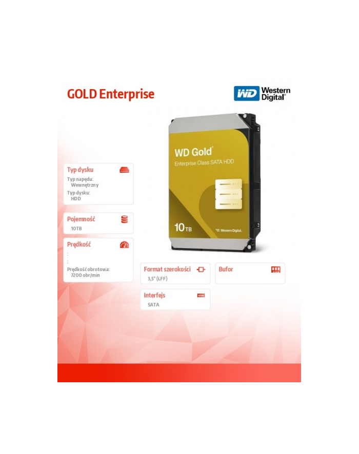 western digital Dysk HDD GOLD Enterprise 10TB 3,5 SATA WD103KRYZ główny