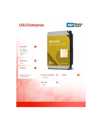 western digital Dysk HDD GOLD Enterprise 12TB 3,5 SATA WD122KRYZ