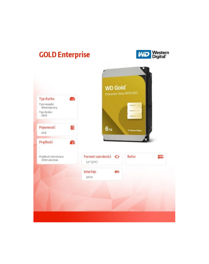 western digital Dysk HDD GOLD Enterprise 6TB 3,5 SATA WD6004FRYZ główny