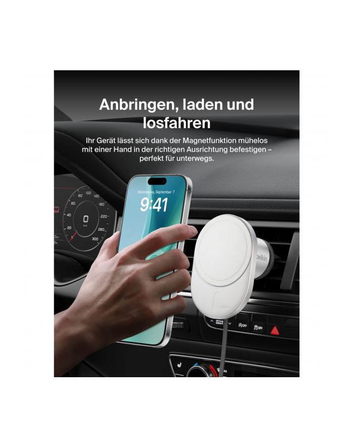 Belkin Magn.kabelloses Kfz-Lade- gerät Qi2 (15W), ohne Netzteil główny