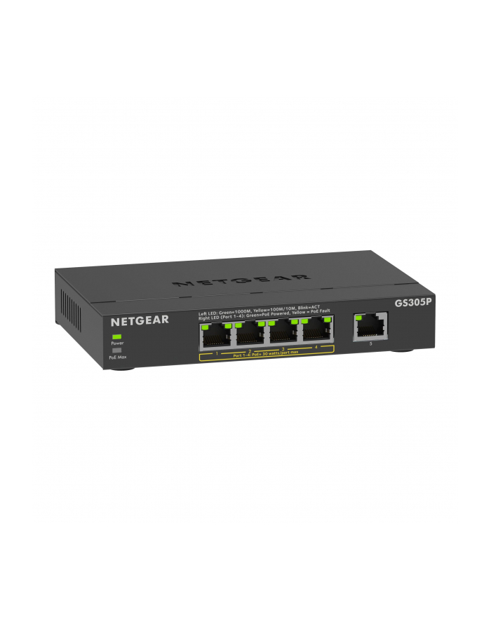 netgear Przełącznik niezarządzalny GS305P-300EUS PoE+ Gigabit 5-portowy SOHO z serii 300 główny
