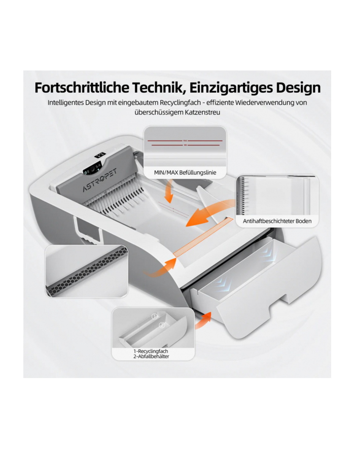 Astropet Selbstreinigende Katzen toilette tastengesteuert Helios główny