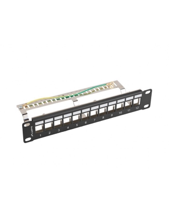 Patch panel pusty Lanberg 12 Port 1U 10'' FTP z organizerem do modułów Keystone czarny nr 2