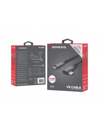 Kabel Genesis USB-C M/M 3.1 Gen 2 5M 10GB/S PD 60W VR Czarny