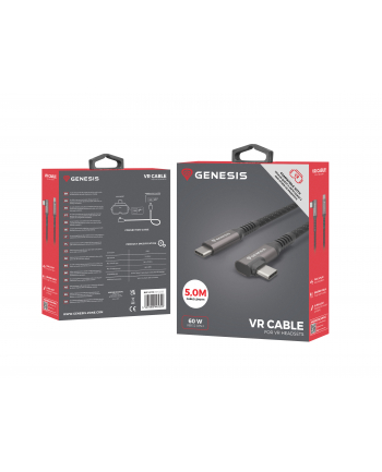 Kabel Genesis USB-C M/M 3.1 Gen 2 5M 10GB/S PD 60W VR Czarny