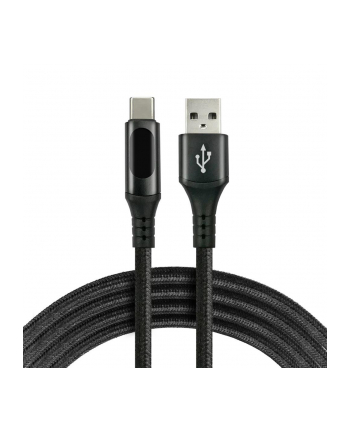 Kabel USB -> USB-C everActive CBB-1CBL 1m 3A wbudowany wyświetlacz czarny