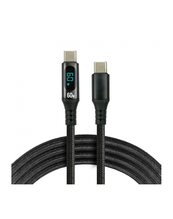 Kabel USB-C -> USB-C everActive CBB-1PDL 1m 60W wbudowany wyświetlacz czarny główny
