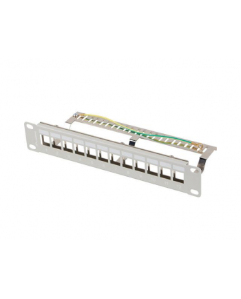 Patch panel pusty Lanberg 12 Port 1U 10'' FTP z organizerem do modułów Keystone szary