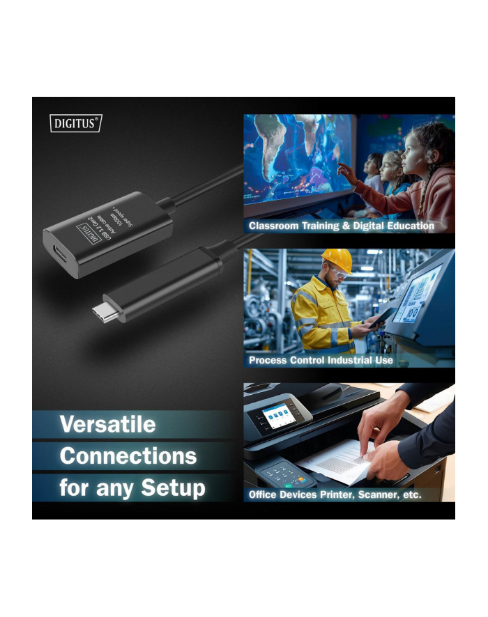 digitus Kabel przedłużający aktywny USB-C - USB-C, USB 3.2 Gen2, 10Gbps, 5m główny