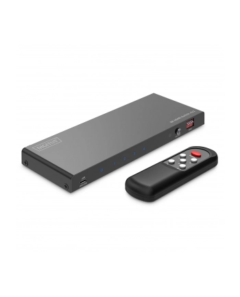 Przełącznik/Switch DIGITUS HDMI 4x1, 8K/60Hz (4:4:4) z HDR, 48 Gbps, HDCP 2.3, Toslink / Stereo , EDID nr 1
