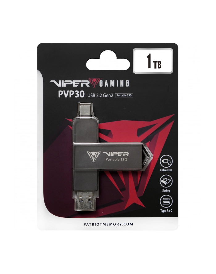 patriot Dysk zewnętrzny SSD 1TB PVP30 Duo Compact 1000/1000 MB/s USB 3.2 USB-C główny