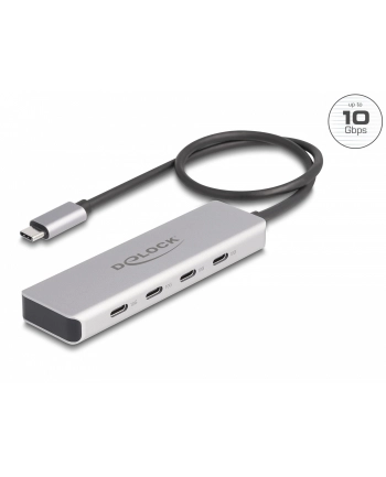 DeLOCK USB 10 Gbps USB Type-C Hub with 4 x USB Type-C socket, USB hub (grey)