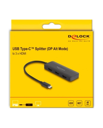 DeLOCK USB-C > 3x HDMI Splitter MST 4K 60Hz (black, 15cm)
