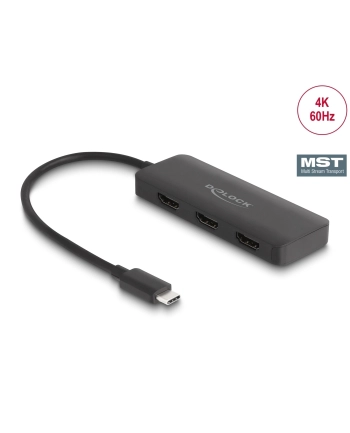 DeLOCK USB-C > 3x HDMI Splitter MST 4K 60Hz (black, 15cm)