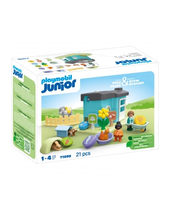 PLAYMOBIL 71690 Junior: Animal boarding house with feeder, construction toy