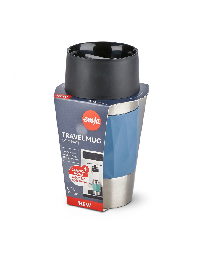 Emsa TRAVEL MUG Compact thermal mug (blue/stainless steel, 0.3 liters, screw cap) główny