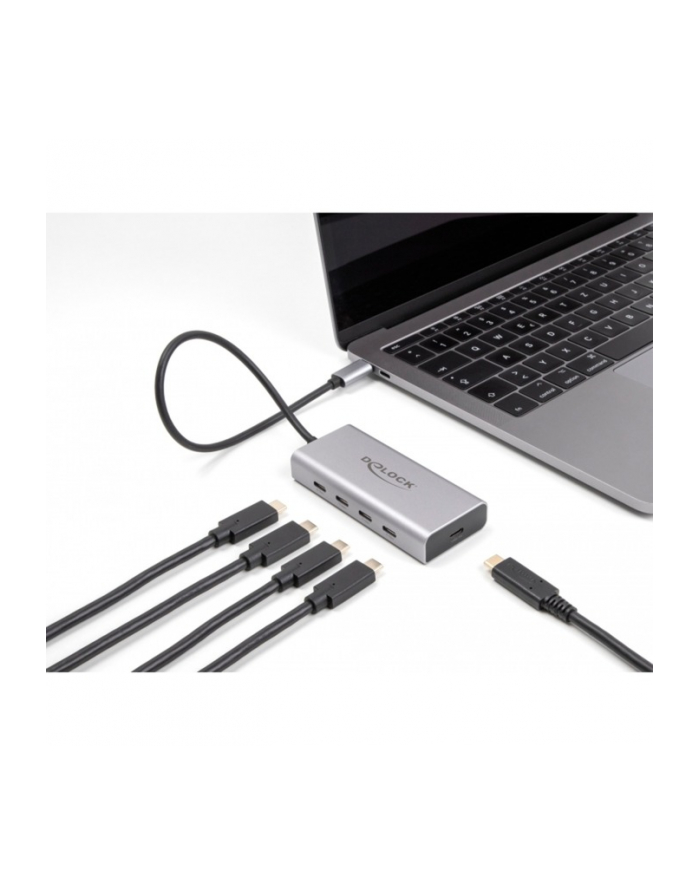 DeLOCK DeLock USB 10 Gbps USB Type-C Hub with 4 x USB Type-C + 1 x USB Type-C PD 85 Watt, USB hub (gray) główny