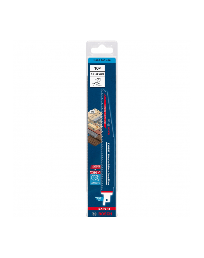 bosch powertools Bosch Expert sabre saw blade 'Wood with Metal Demolition' S 1167 XHM, 10 pieces (length 225 mm) główny